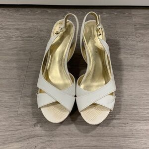 White Marc Fisher cork wedge heels size 6.5